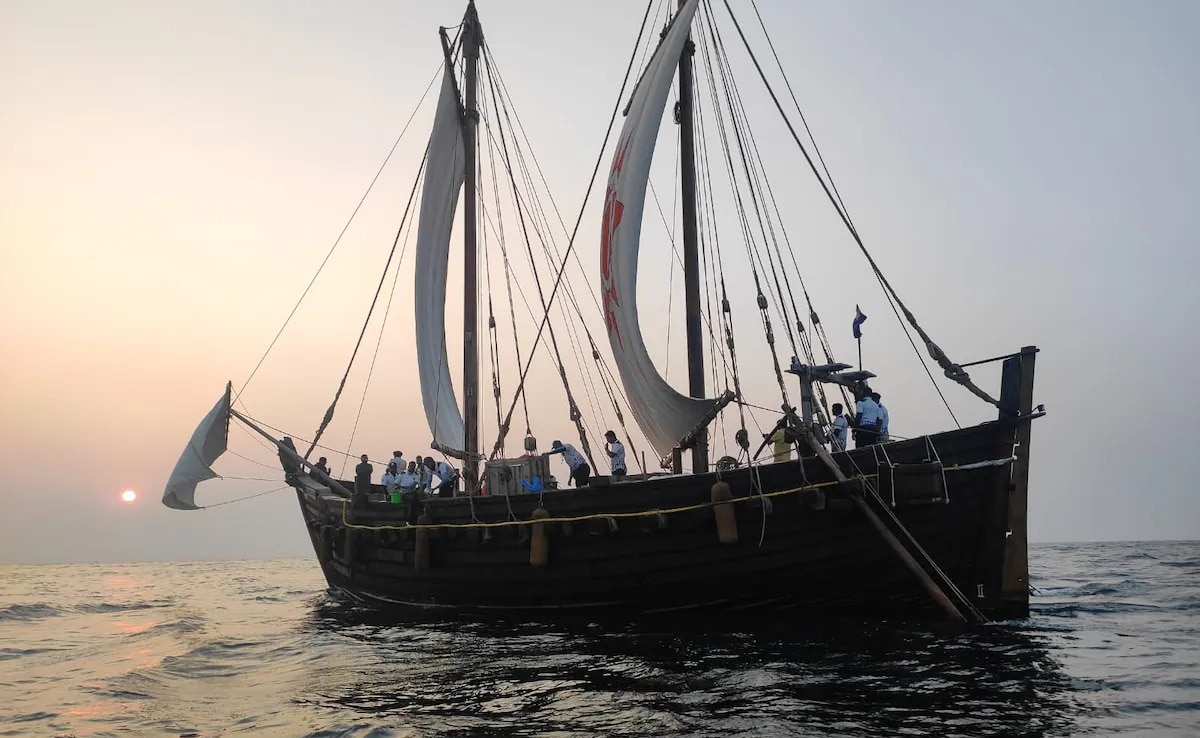 The Ministry of Culture provided the funding for the vessel. The construction of the INSV Kaundinya was undertaken by a team of skilled artisans from Kerala, who were led by master shipwright Shri Babu Sankaran. The team deployed a traditional method of stitching to attach wooden planks on the ship’s hull using coconut fibre, coir rope and natural resin. The ship was launched in Goa in February 2025. The Ministry of Culture provided the funding for the vessel. The construction of the INSV Kaundinya was undertaken by a team of skilled artisans from Kerala, who were led by master shipwright Shri Babu Sankaran. The team deployed a traditional method of stitching to attach wooden planks on the ship’s hull using coconut fibre, coir rope and natural resin. The ship was launched in Goa in February 2025.