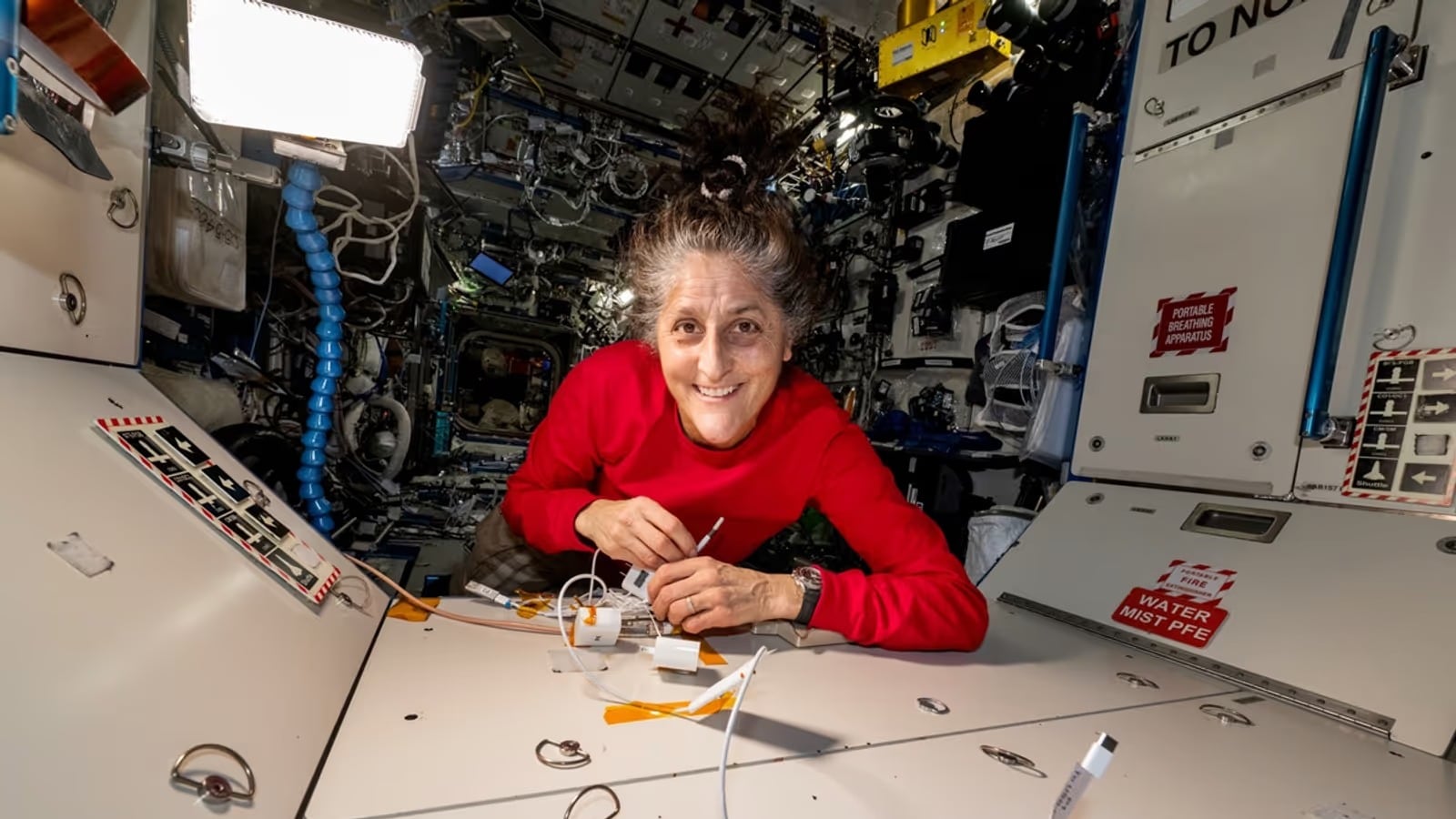 During her tenure, she completed nine spacewalks totaling 62 hours and 6 minutes. This is the most by any female astronaut and the fourth-highest overall in NASA history. She also holds the distinction of being the first person to run a marathon in space. During her tenure, she completed nine spacewalks totaling 62 hours and 6 minutes. This is the most by any female astronaut and the fourth-highest overall in NASA history. She also holds the distinction of being the first person to run a marathon in space.