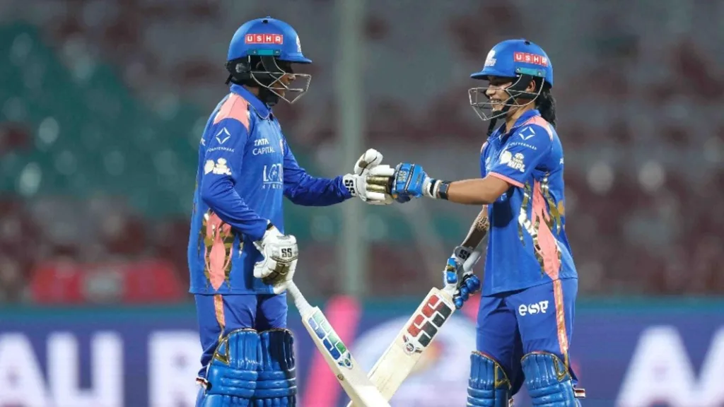 Amanjot Kaur and Hnalan Kamalini opened the innings for MI before Sophie Ecclestone struck. (WPL)