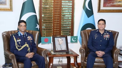 On Tuesday, Bangladesh Air Force Air Chief Marshal Hasan Mahmood Khan met Pakistan Air Force (PAF) Air Chief Marshal Zaheer Ahmed Babar Sidhu.