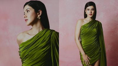 Shanaya Kapoor wore a custom green Anna dress by Deme by Gabriella.