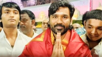 Dhanush Visits Tirupati Temple With Sons Linga And Yatra.