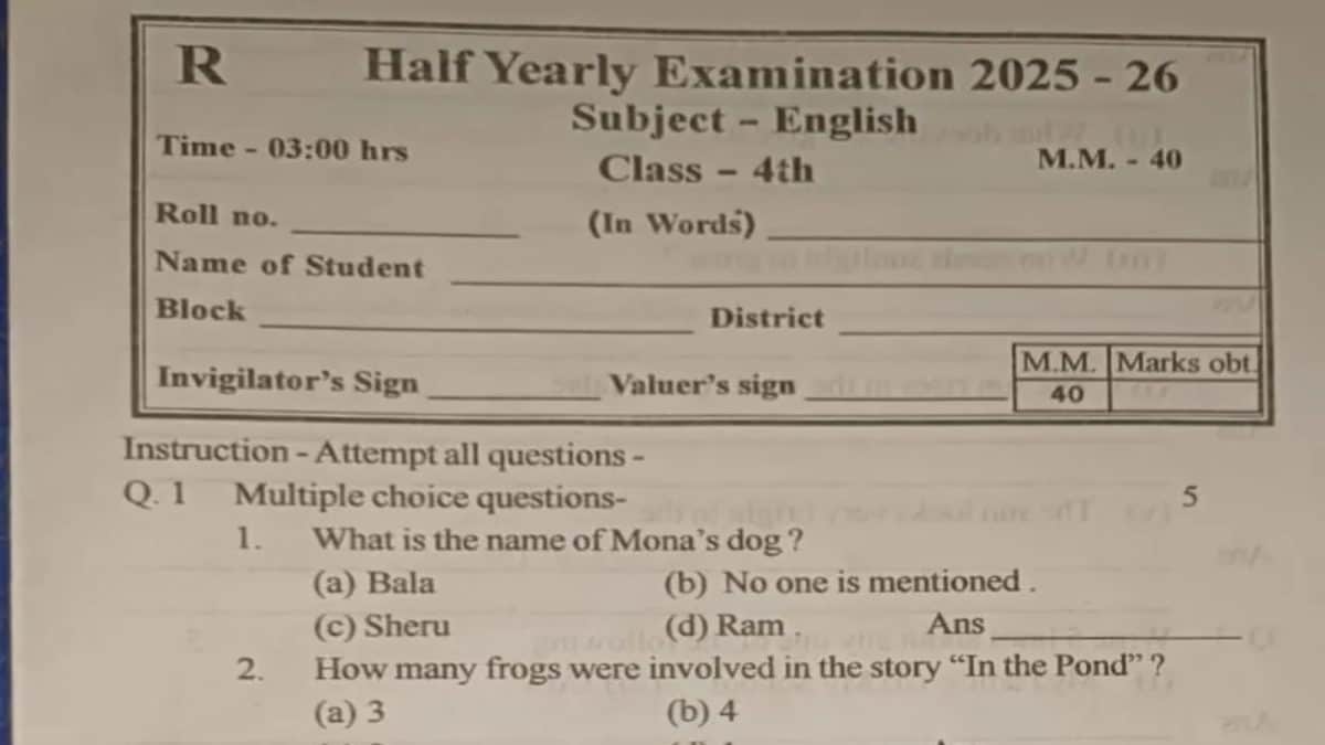 ‘Ram’ Listed As Dog’s Name In Chhattisgarh Class 4 Exam Paper, Teacher Suspended