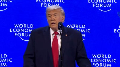 Donald Trump speaking at Davos. (Image: X/WEF)