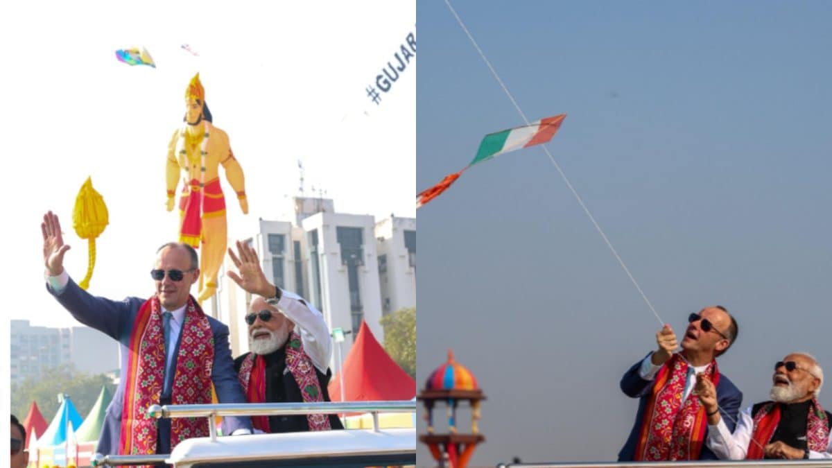 Watch: PM Modi, German Chancellor Fly Lord Hanuman Kite In Gujarat As Op Sindoor Banner Soars
