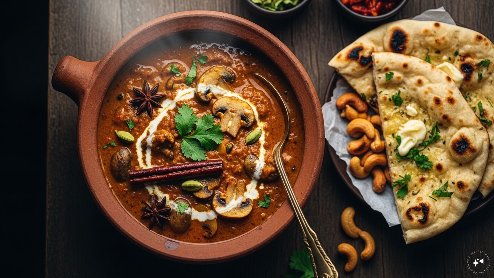 Mushroom Masala: A classic restaurant staple, this dish features a thick, luscious onion-tomato base. Slow-cooked with ginger, garlic, and a touch of heavy cream, the mushrooms become tender morsels that pair perfectly with buttery garlic naan.