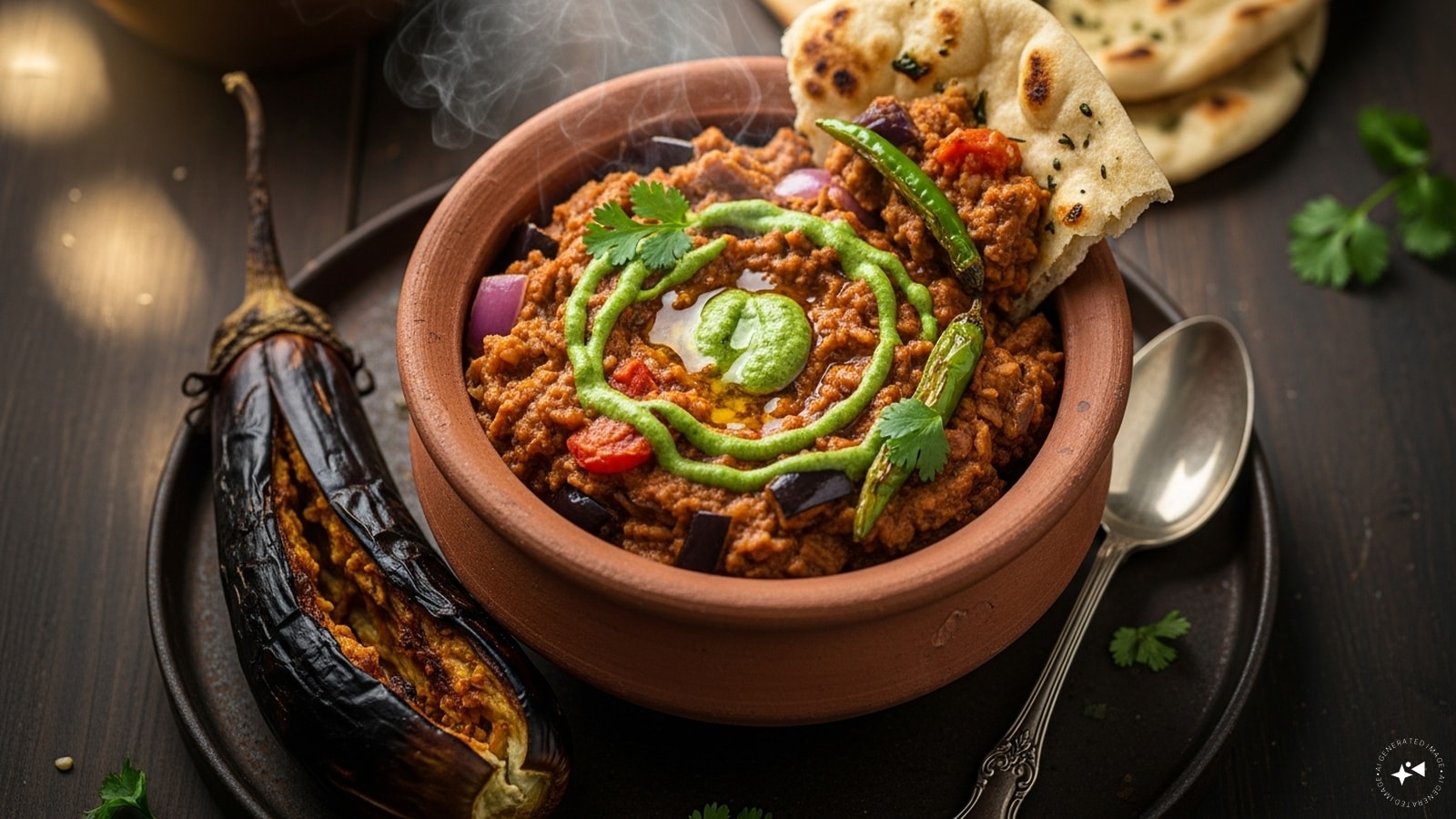Baingan Bharta: Perhaps the most iconic brinjal dish, baingan bharta is a smoky, mashed curry beloved across the country. Large brinjals are roasted directly over an open flame until the skin chars and the flesh turns soft. The pulp is scooped out, mashed, and cooked with onions, tomatoes, green chilies, ginger, and a generous dose of mustard oil. The result is a rustic, smoky curry best enjoyed with hot rotis or parathas.