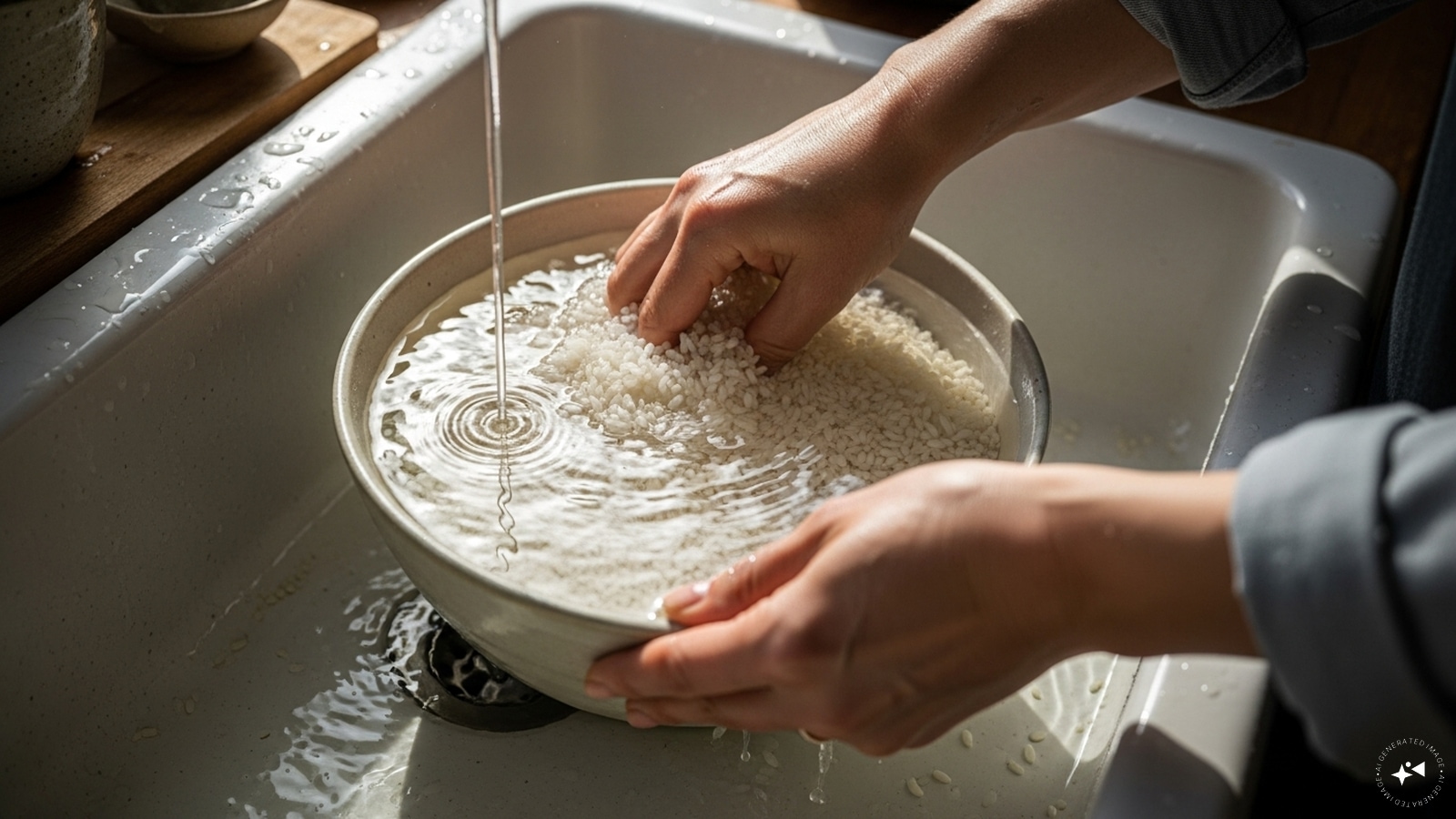 Next, rinse and soak the rice for about 30 minutes and drain the water. Set aside. 