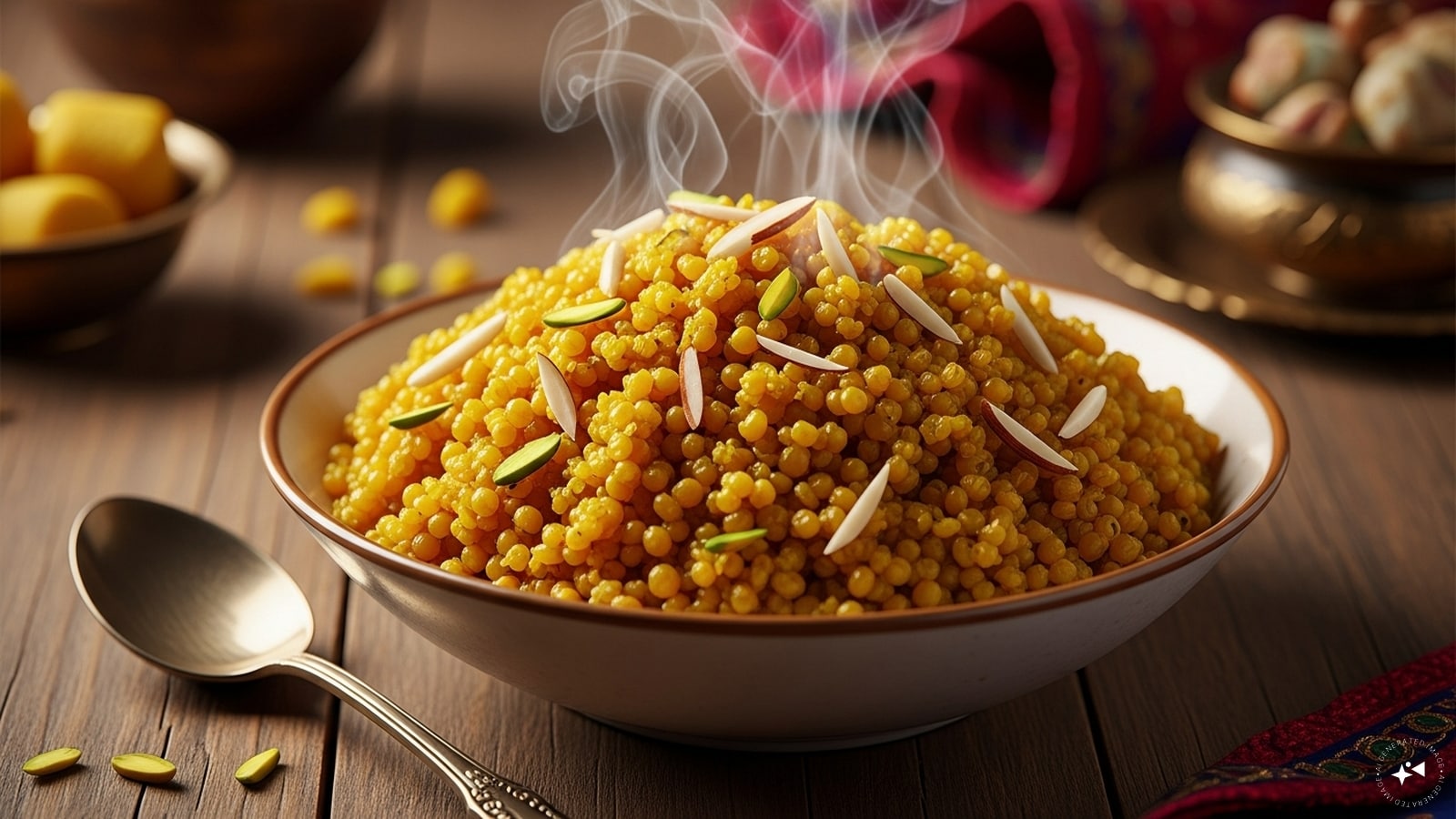 Moong Dal Halwa: A rich, aromatic dessert made with yellow lentils, ghee, sugar, and nuts. Soft, nutty, and indulgent, moong dal halwa is perfect for warming up winter evenings during the festive celebrations.