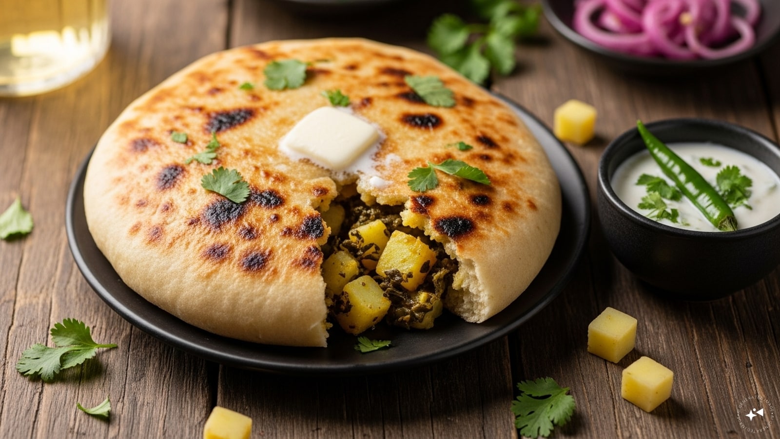 Aloo Methi Stuffed Kulcha: Take the classic aloo methi sabzi and stuff it into soft, leavened kulchas. This fusion dish is indulgent yet comforting, ideal for winter dinners when you want something different.