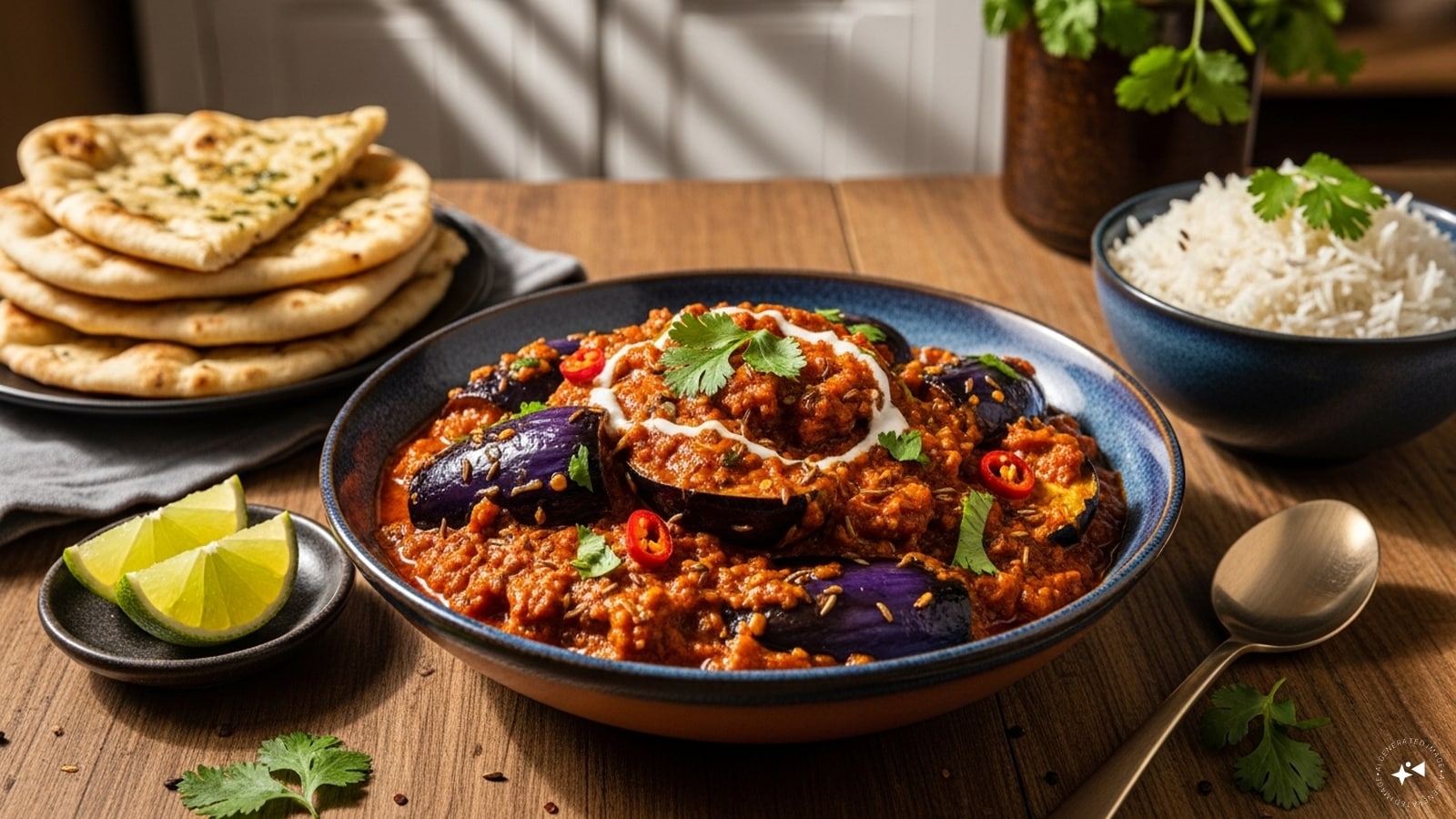 Baingan Masala: This curry features brinjal cooked in a rich onion‑tomato gravy with garam masala, coriander powder, and kasuri methi. It’s a versatile dish that can be paired with chapatis or rice. The brinjal absorbs the spices beautifully, making each bite flavorful and hearty.