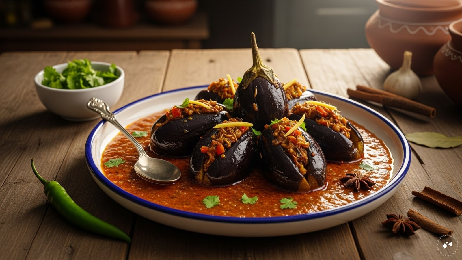 Bharwa Baingan: In many parts of India, small brinjals are slit and stuffed with spice mixes. In Maharashtra, the stuffing often includes ground peanuts, coconut, sesame seeds, and spices like coriander and cumin. In Uttar Pradesh, the filling leans toward garam masala and dry spices. The stuffed brinjals are then shallow‑fried or simmered in a tomato‑based gravy, creating a dish that bursts with flavor in every bite.