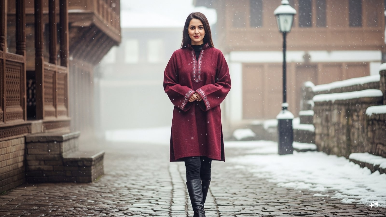 Casual Everyday Chic: For daily wear, choose a simple wool Pheran and pair it with leggings or skinny pants. Add comfortable boots and a scarf for a practical, cozy, and stylish look that’s perfect for running errands or casual winter walks. Casual Everyday Chic: For daily wear, choose a simple wool Pheran and pair it with leggings or skinny pants. Add comfortable boots and a scarf for a practical, cozy, and stylish look that’s perfect for running errands or casual winter walks.