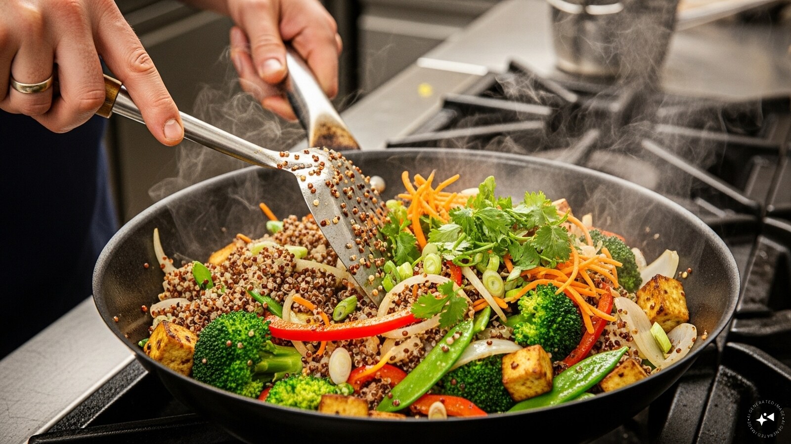 Quinoa Stir Fry: Sauté cooked quinoa with broccoli, carrots, peas, and tofu. Season with soy sauce, garlic, and ginger. This quick stir-fry is a flavourful, protein-packed alternative to rice or noodles.