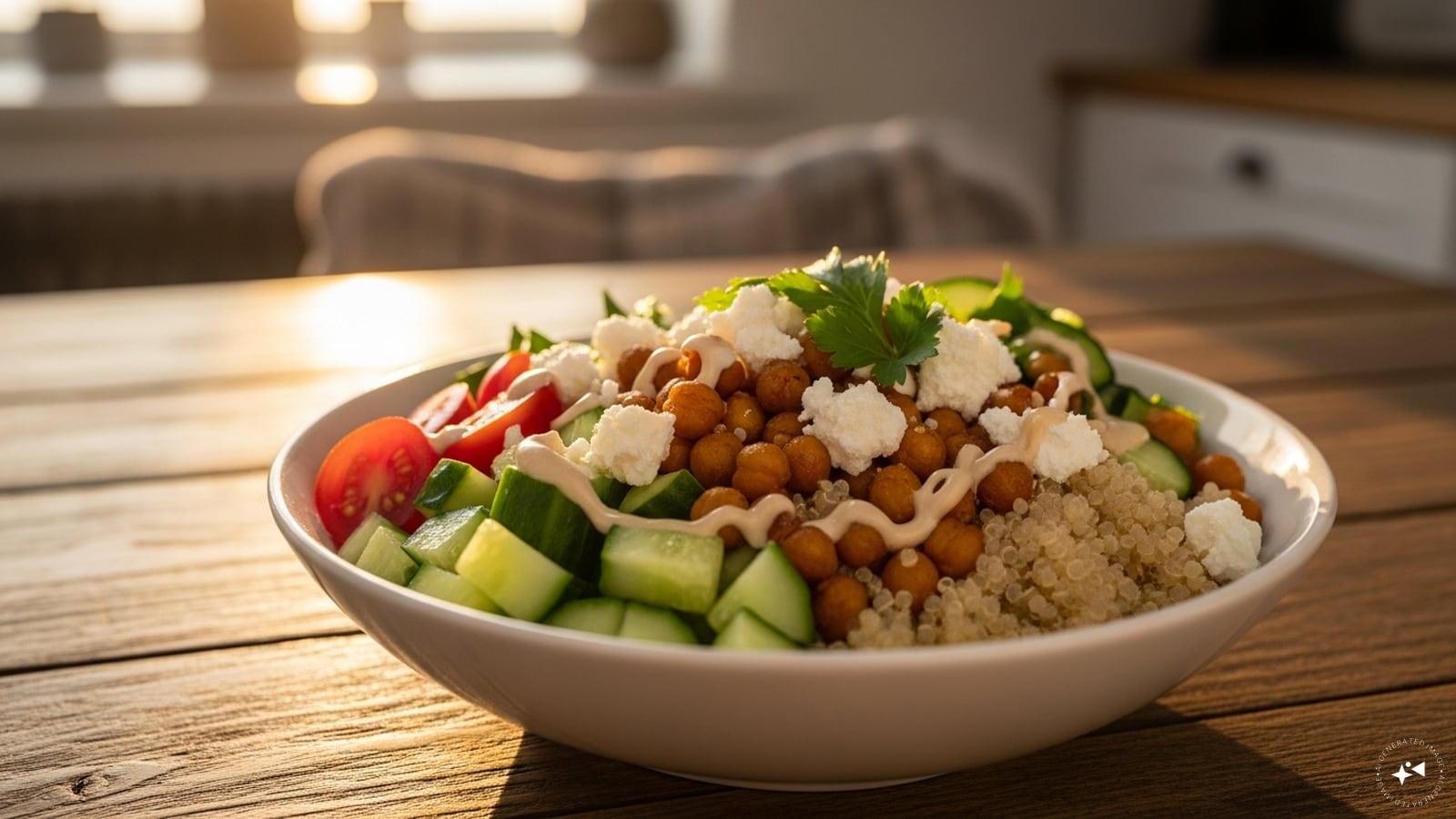 Quinoa And Chickpea Bowl: Combine quinoa, roasted chickpeas, avocado, and sautéed greens. Drizzle with tahini or lemon dressing for a filling, fiber-rich bowl perfect for lunch or dinner.