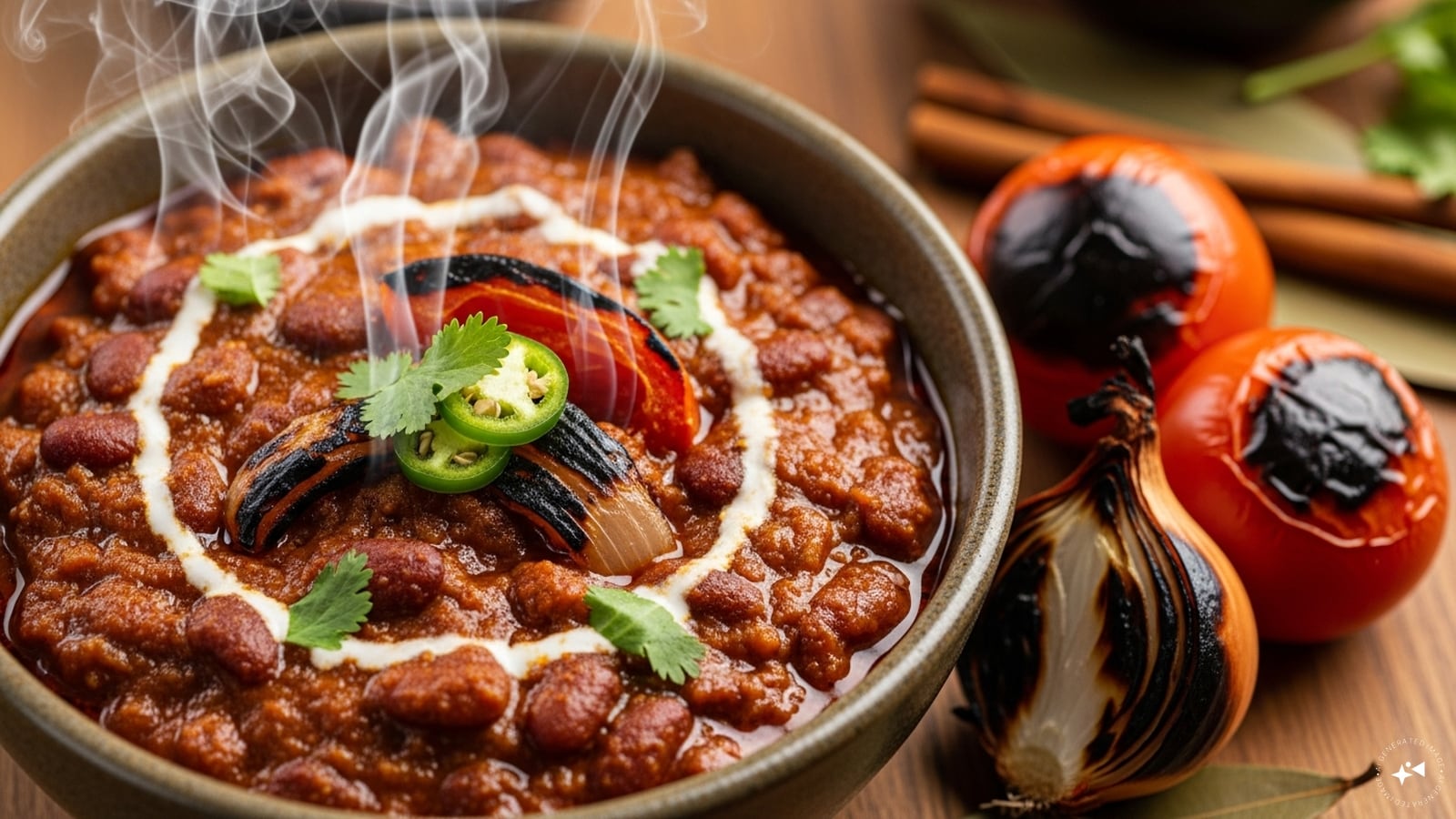Smoky Rajma Curry: Char the onions and tomatoes before cooking to give this rajma a smoky flavour. The smoky undertone elevates the classic dish, adding depth and aroma, making it a favourite among those who love bold, intense flavours.