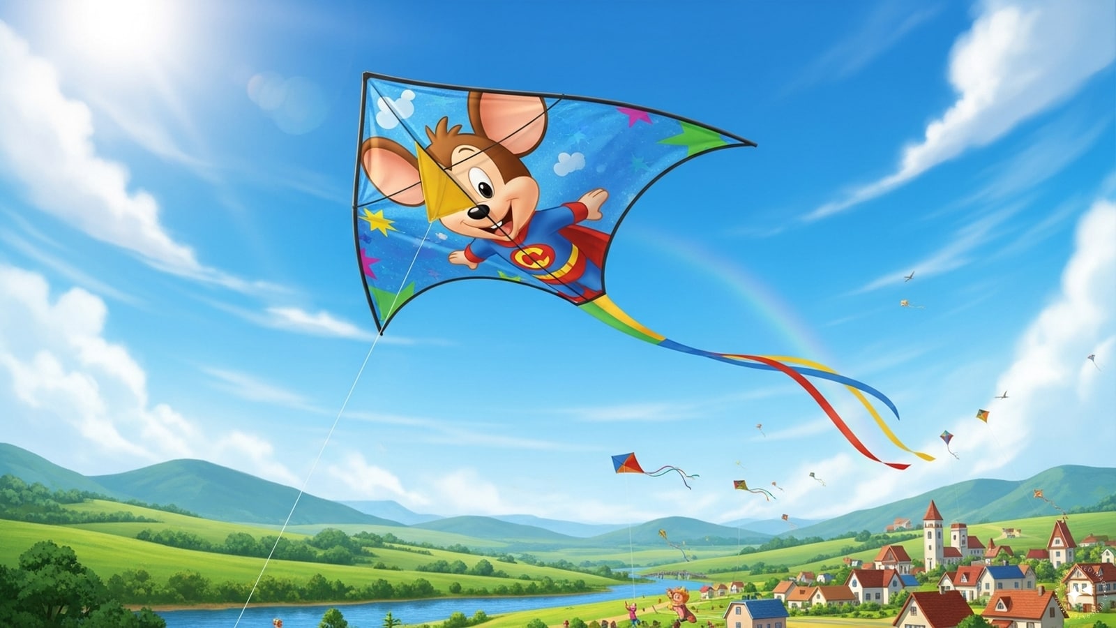 Cartoon Character Kite: Draw your favourite cartoon character on craft paper and attach it to a simple kite frame. Use lightweight materials for better flight. This personalized kite will delight children and make the festival more fun and memorable.