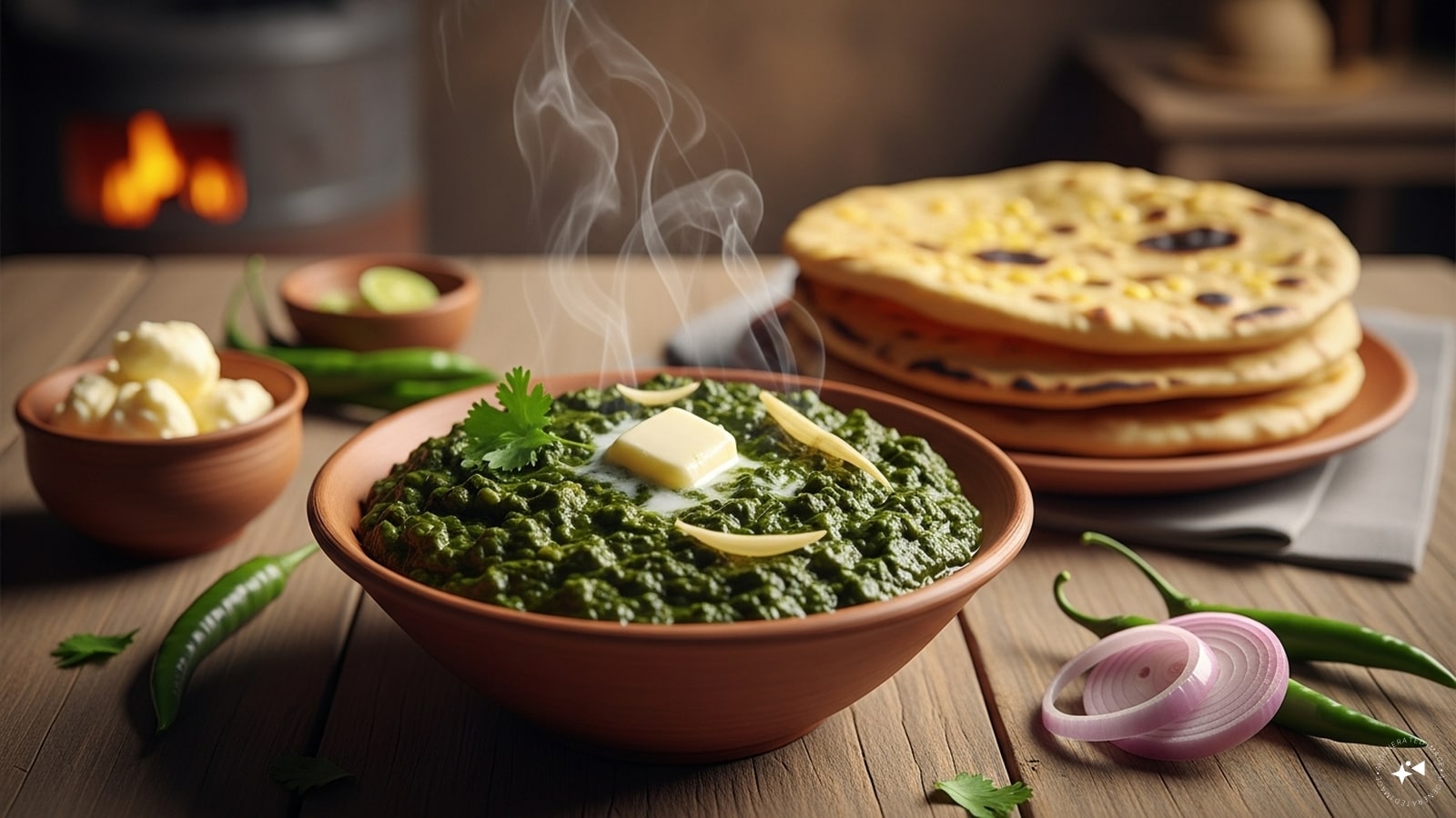 Sarson Da Saag: A comforting mustard greens dish, slow-cooked with spices and butter. Traditionally served with makki di roti, it’s rich, wholesome, and the perfect way to celebrate winter harvest and seasonal flavours. 