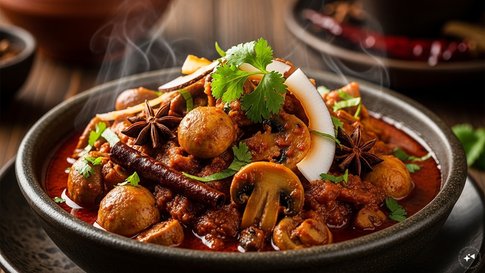 Mushroom Xacuti: A traditional Goan delicacy, this curry uses a rich base of roasted coconut and white poppy seeds. The mushrooms are simmered in this complex, textured sauce, offering a coastal, spicy twist to the forest-grown fungi