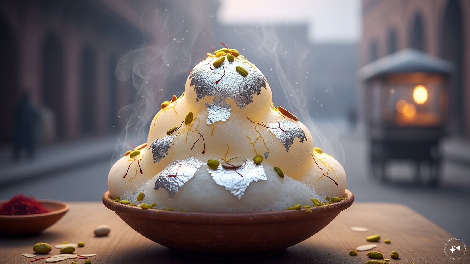 Daulat Ki Chaat: This "ethereal" winter dessert from North India is made from milk foam collected during the chilly, dewy hours of the night. It is flavored with saffron and topped with silver leaf. Because it literally collapses in heat, it can only be prepared and served in the peak of winter.