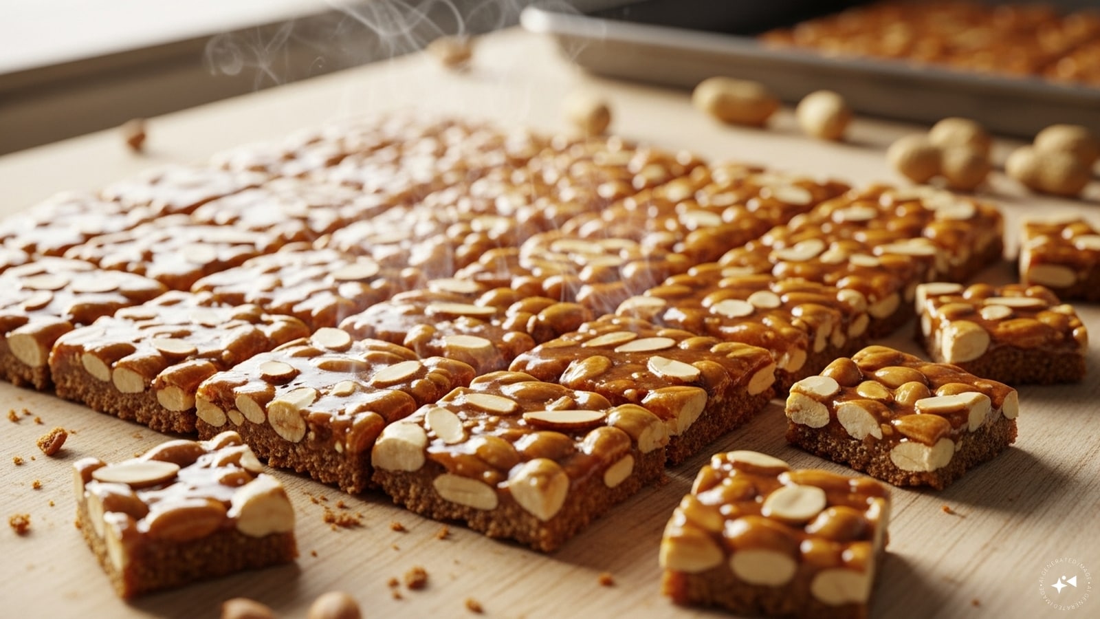 Cut it to square shapes and let the chikki cool completely. 