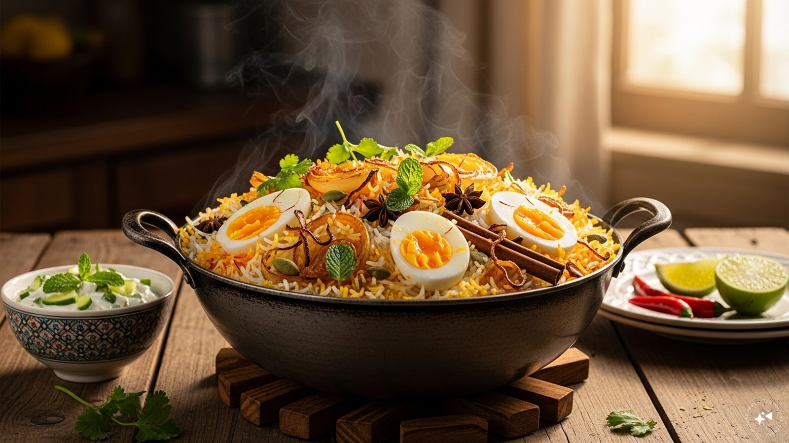 Once cooked, gently fluff the biryani with a fork and serve hot, accompanied by your favourite chutney.
