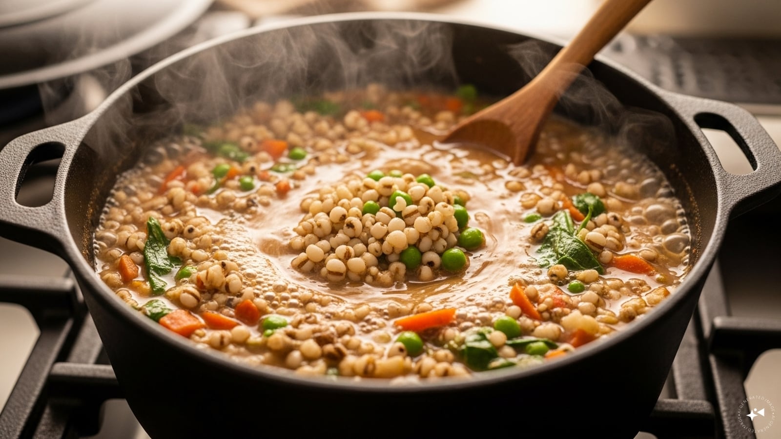  Add the millets and allow the mixture simmer. 