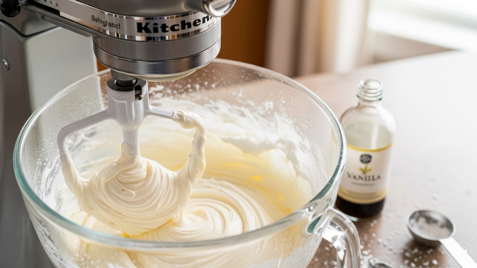  At first, mix cream cheese, icing sugar, and vanilla until smooth. 