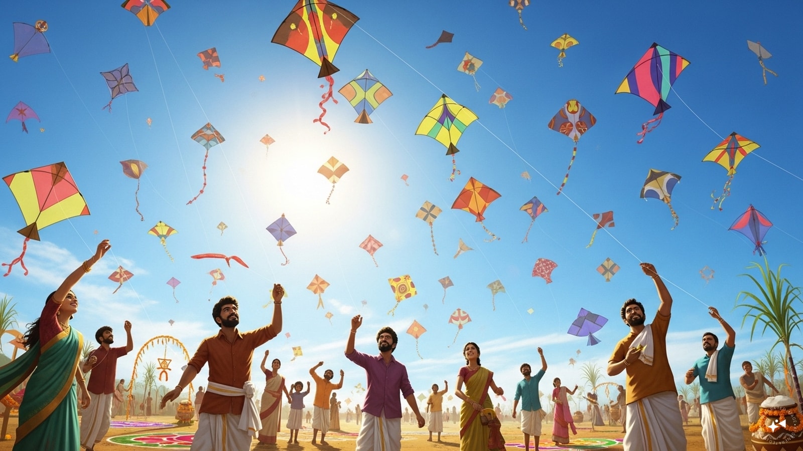 Kite Flying: Celebrate the sunny Pongal days by flying colourful kites outdoors. It’s an exciting activity that encourages everyone to step outside, enjoy the breeze, and engage in a fun, traditional pastime that complements the festive spirit.