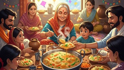  Khichdi (Uttar Pradesh and Bihar): Sankranti khichdi combines rice, lentils, seasonal vegetables, and ghee. Often donated or shared communally, it symbolises equality, nourishment, and the importance of giving during auspicious beginnings.