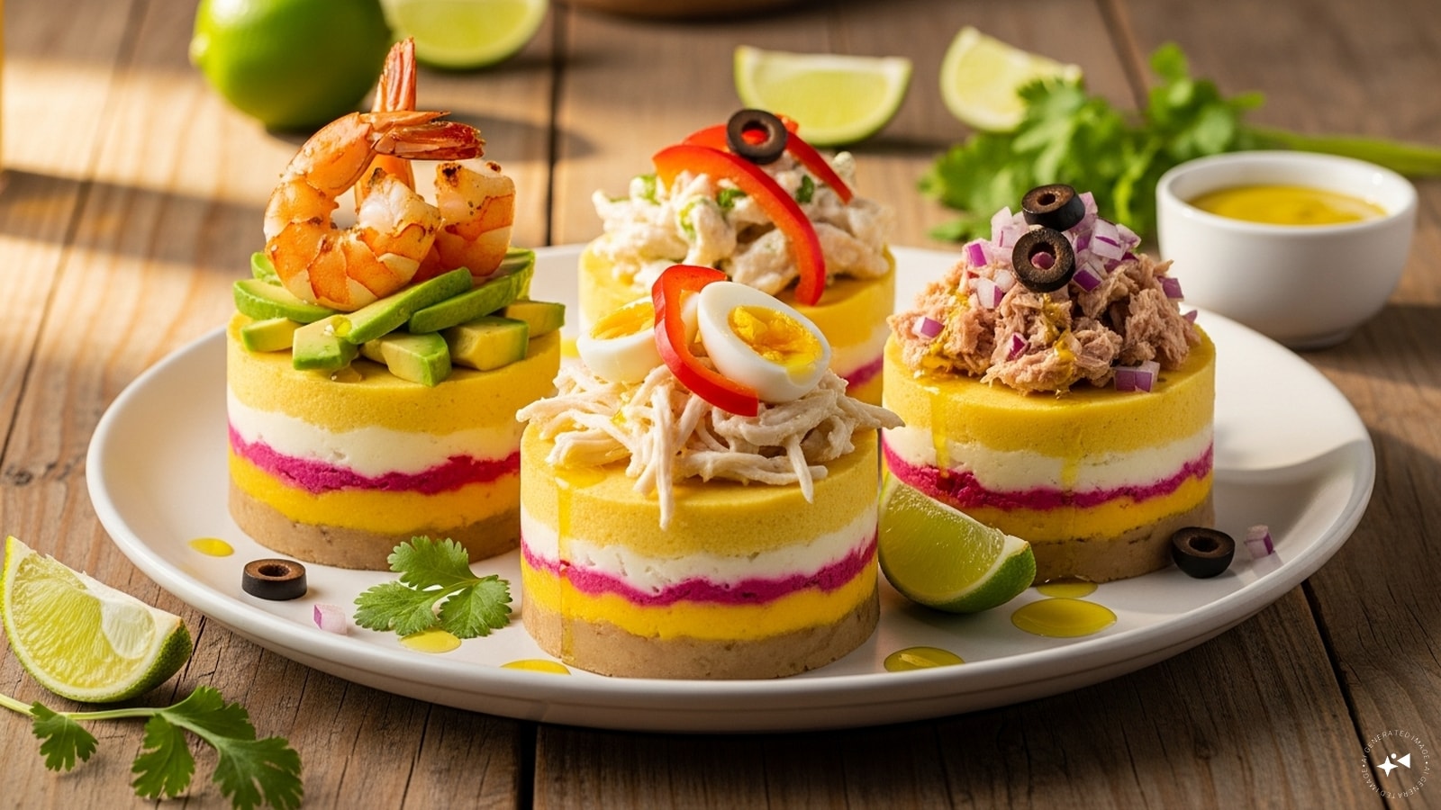 Causa (Peru): Peru’s causa layers seasoned mashed potatoes with lime and chili, sandwiching fillings like chicken, tuna, or avocado. Served chilled, it reflects Peru’s love for bold flavours, fresh ingredients, and visually striking, elegant presentations often enjoyed during warm coastal summers there.