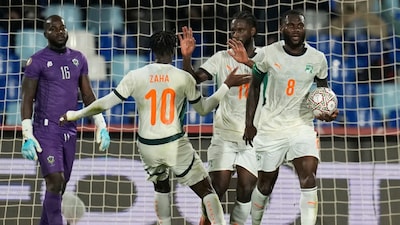 Ivory Coast players celebrate after Jean-Philippe Krasso scores during the Africa Cup of Nations group F match against Gabon. (AP Photo)