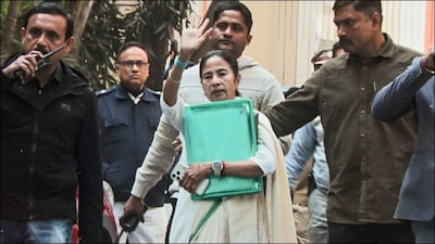 West Bengal CM Mamata Banerjee outside Pratik Jain's residence. (PTI)