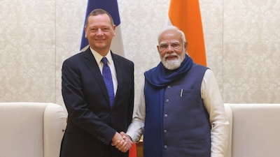 Prime Minister Narendra Modi with Emmanuel Bonne, diplomatic adviser to French President.