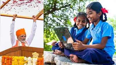 Girls' secondary school enrolment has improved modestly, from 75.5 per cent to 79 per cent between 2014 and 2024. (Image: PTI, Shutterstock)