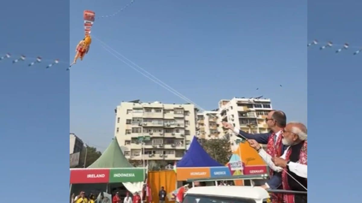 Watch: PM Modi, German Chancellor Fly Kite Depicting Lord Hanuman At In Gujarat