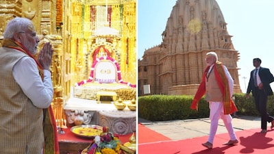 PM Narendra Modi during his earlier visits to the Somnath Temple in Gujarat. (narendramodi.in) 