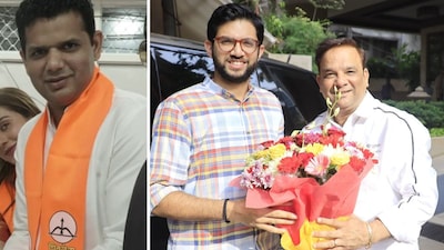 (From left) Samadhan Sarvankar, Aaditya Thackeray and Nishikant Shinde. (X)