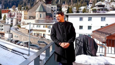 Maharashtra CM Devendra Fadnavis in Davos, Switzerland. (X via PTI)(PTI01_18_2026_000644B)
