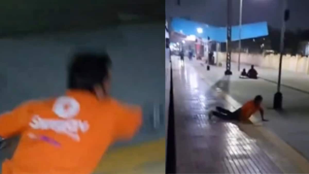 Swiggy Delivery Agent Falls From Moving Train