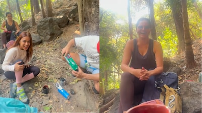 Rubina Dilaik and Nia Sharma were seen hiking in a jungle.  (Photo Credits: Instagram)