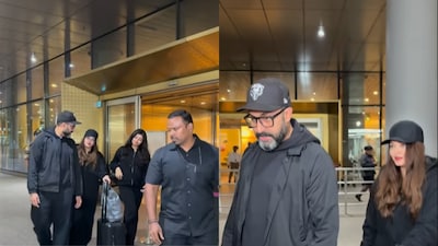 The trio were spotted greeting airport staff. (Photo Credits: Instagram)