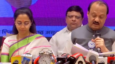 Nationalist Congress Party – Sharadchandra Pawar (NCP-SCP) leader Supriya Sule and NCP leader Ajit Pawar (Credits: ANI)