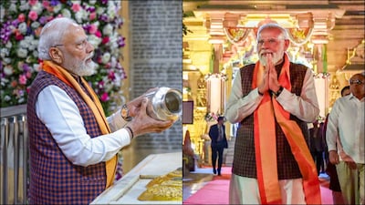 Prime Minister Narendra Modi at Gujarat's Somnath Temple on Saturday. (PMO)