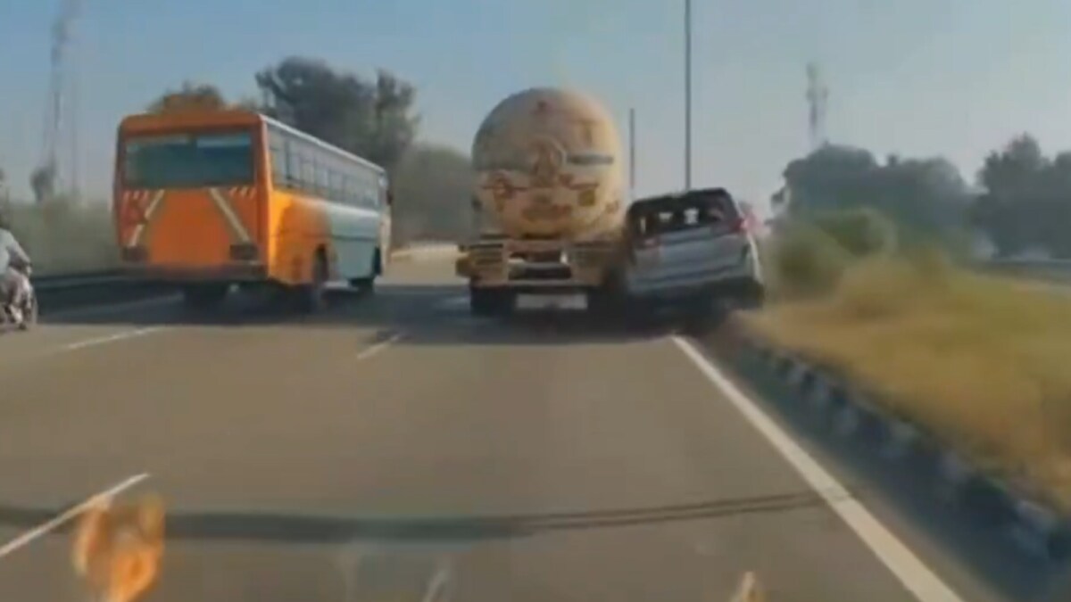 Moradabad Accident: Innova and LPG Tanker Collision Caught on Dashcam