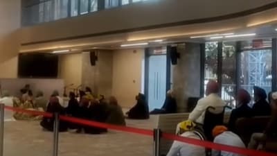 A woman also sat on the wheelchair inside the gurdwara.(Photo Credit: Instagram)