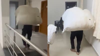 The delivery person carried the parcel to the sixth floor.(Photo Credit: Instagram)