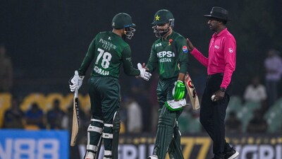 Sahibzada Farhan and Saim Ayub added 59 runs. (AFP Photo)