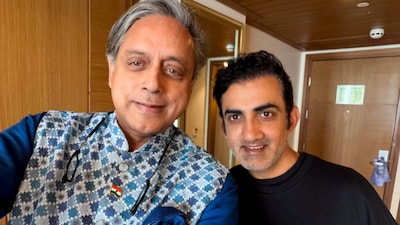 Shashi Tharoor (left) with Gautam Gambhir (X/Shashi Tharoor)