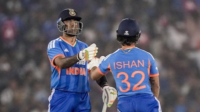 Suryakumar Yadav (left) and Ishan Kishan stitched a century stand in Raipur. (PTI Photo)